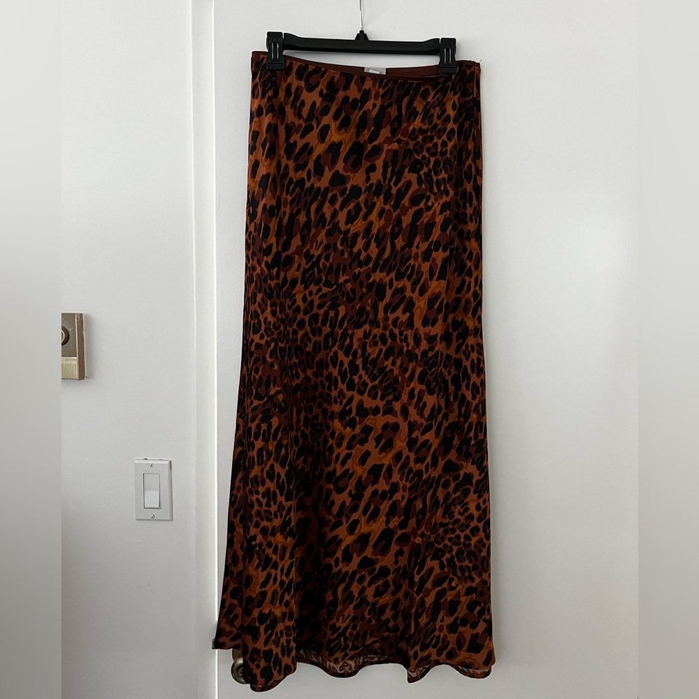 A New Day Brown and Black Leopard Maxi Skirt